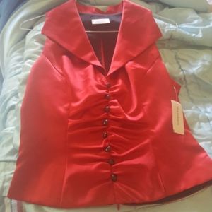 Dressy Red Satin Vest shirt